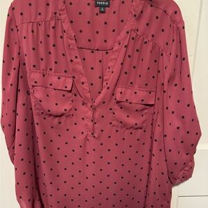 Torrid Mauve Polka Dot Blouse